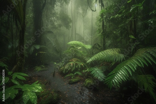 Lush Wonderland  A Captivating View of a Tropical Forest  Nature s Verdant Symphony in Full Bloom. Ideal for Adding Tropical Vibes and Breathtaking Greenery