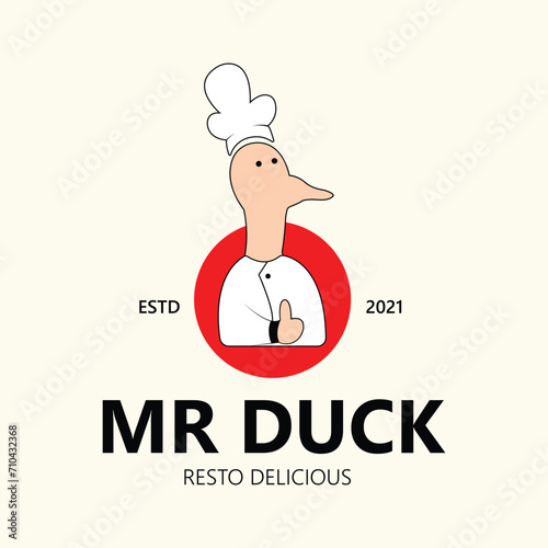 retro simple concept duck restaurant logo design suitable for business