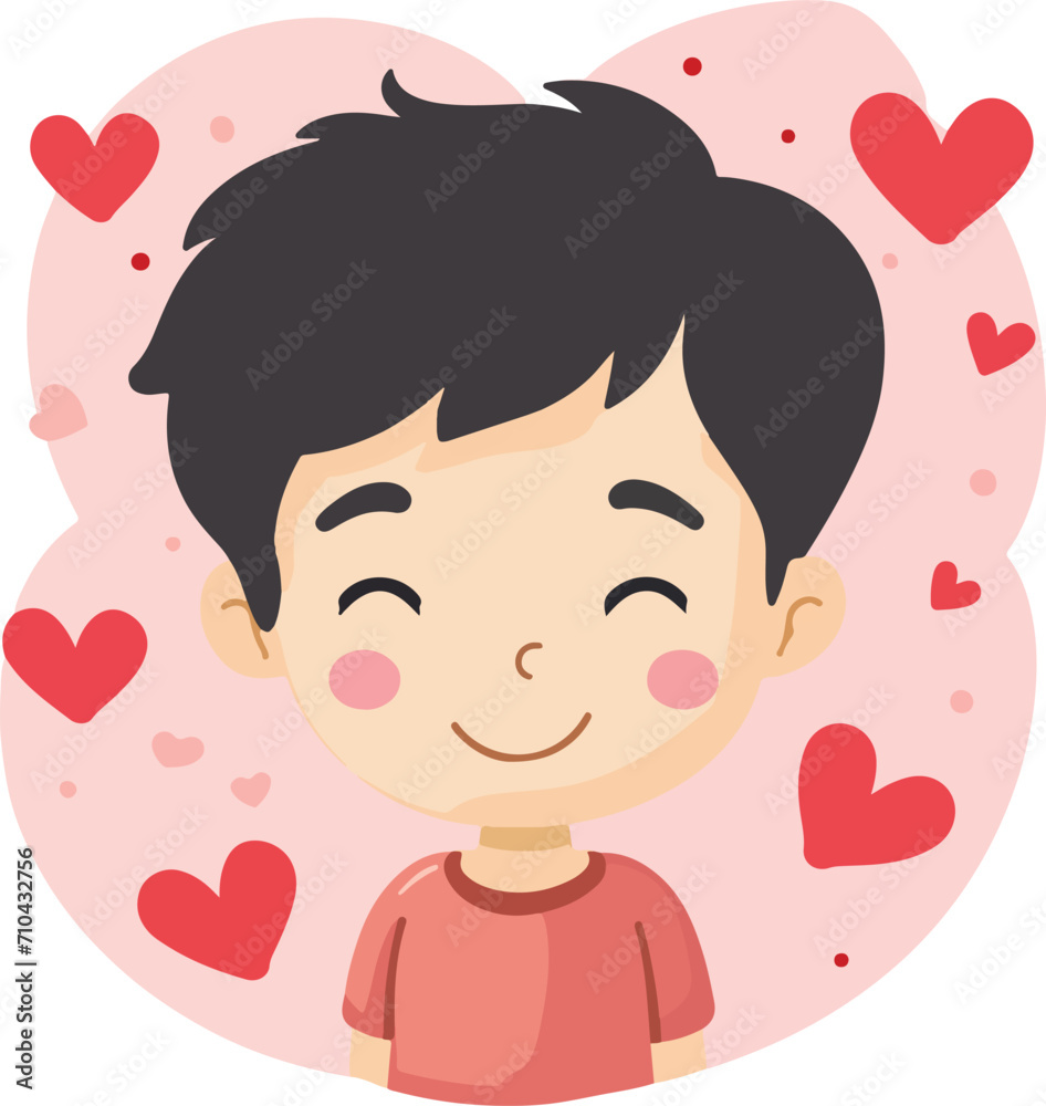 happy valentines day. cute young man with a heart and his head in hands happy valentines day. cute young man with a heart and his head in hands