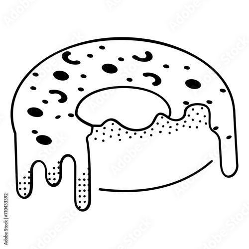 leavened fried dough with Melting Jam isometric concept, Ring Shaped Glazed doughnut Hand drawn vector, Bakery and Baker drawings, Culinary and Kitchen  sign, Culinary Doodle stock illustration