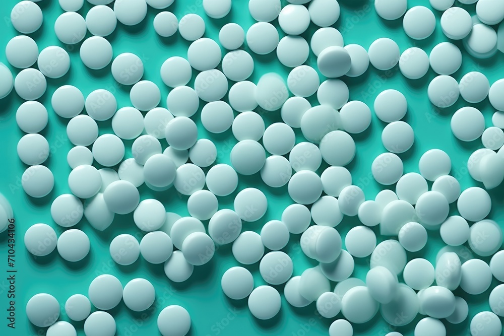 Pharmaceutical medicine on mint background.
