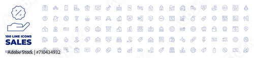 100 icons Sales collection. Thin line icon. Editable stroke. Sales icons for web and mobile app.