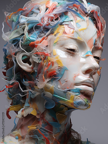 Face made of plastic, multi-colored plastic  3 © Igor