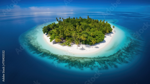 Aerial view of tropical island, pristine beach, ideal retreat