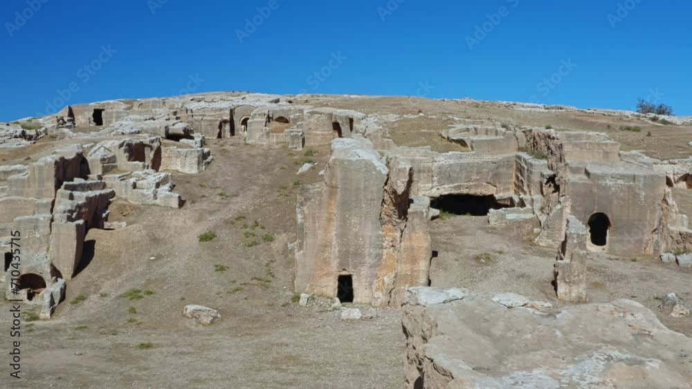 Dara Ancient City Ruins In Mardin, Turkey - Aerial Pullback Dara Ancient City Ruins In Mardin, Turkey - Aerial Pullback