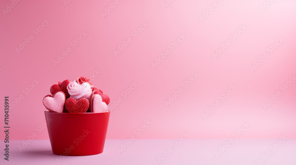 Valentine's Day Sweet: Dessert with Heart, Love, and Flowers Decorations Valentine's Day Sweet: Dessert with Heart, Love, and Flowers Decorations
