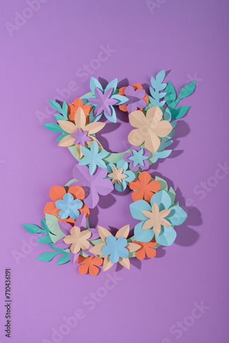 Women's Day 8 March greeting card from paper flowers © Yulia Furman