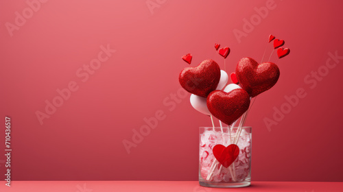 Valentine's Day Sweet: Dessert with Heart, Love, and Flowers Decorations
