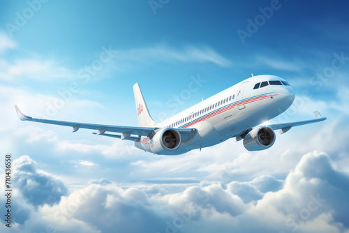 Passenger plane in the blue sky