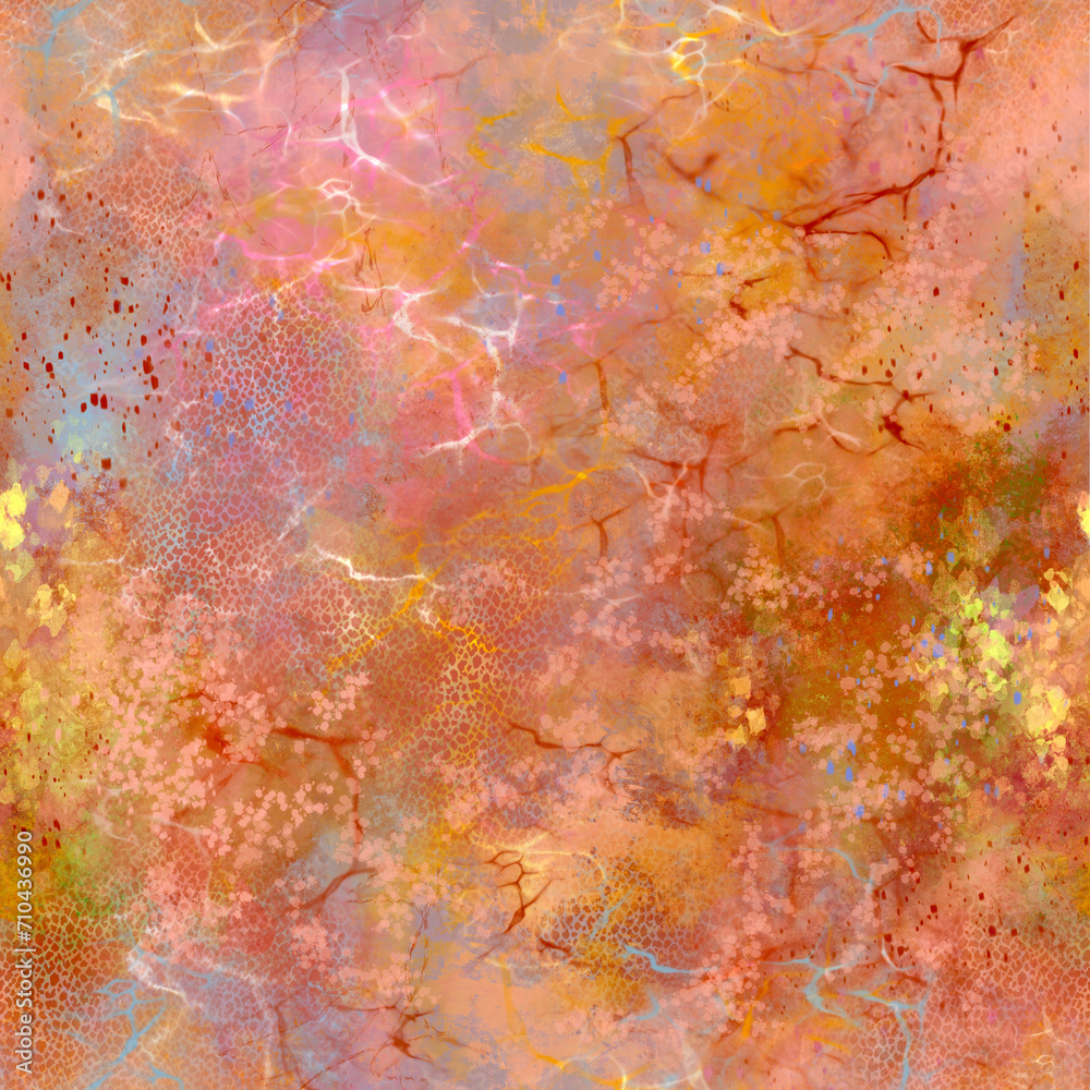 Abstract blur painted layered seamless pattern Warm peach apricot orange red yellow natural shades