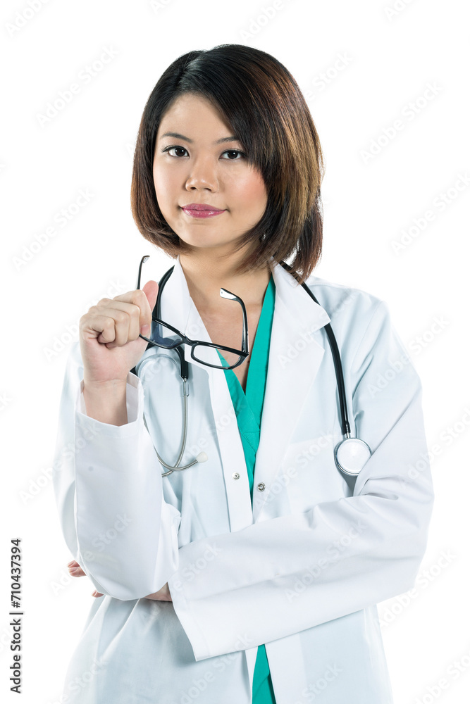 Chinese women doctor wearing a green scrubs Chinese women doctor wearing a green scrubs