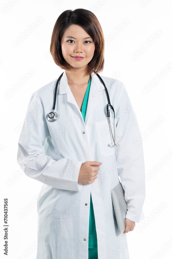 Chinese Female doctor holding a digital tablet. Chinese Female doctor holding a digital tablet.