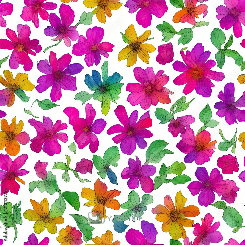 Flowers. Abstract seamless pattern. AI generated. Flowers. Abstract seamless pattern. AI generated.