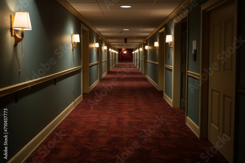 Hotel corridor  artificial lighting
