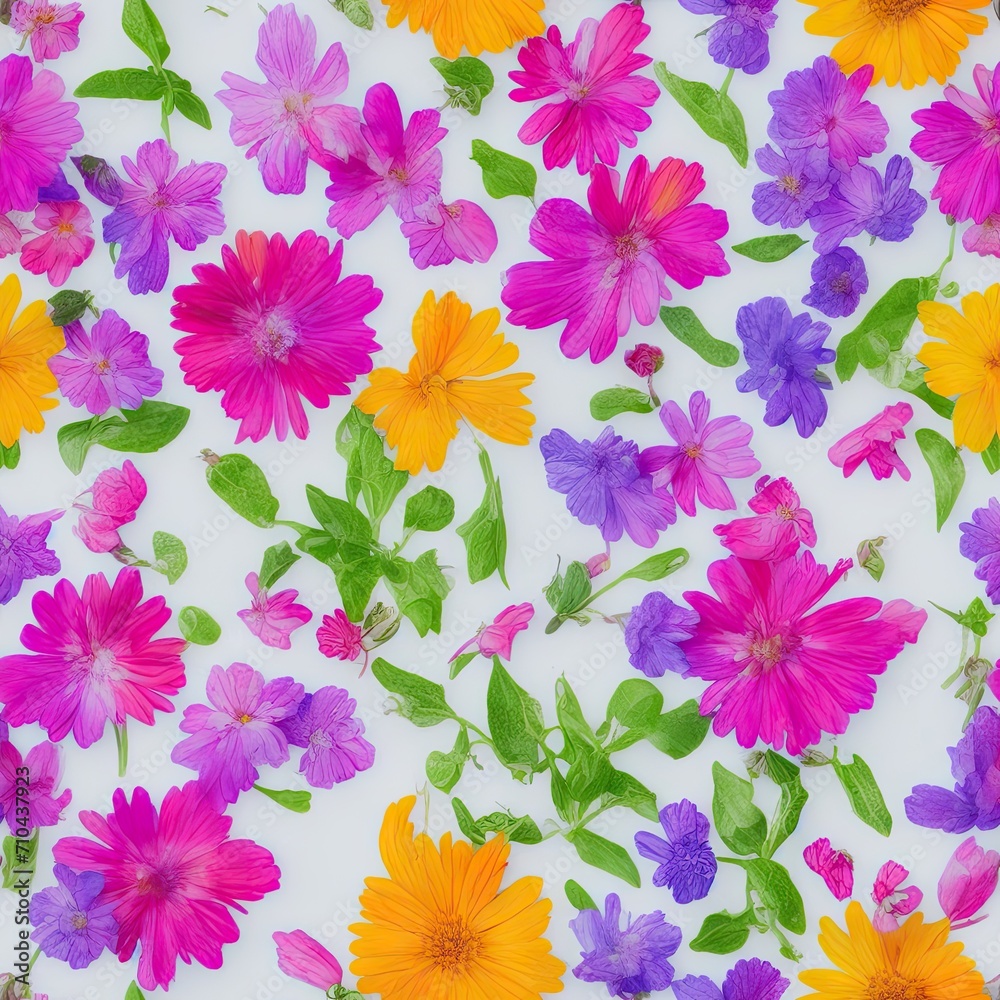 Flowers. Abstract seamless pattern. AI generated. Flowers. Abstract seamless pattern. AI generated.