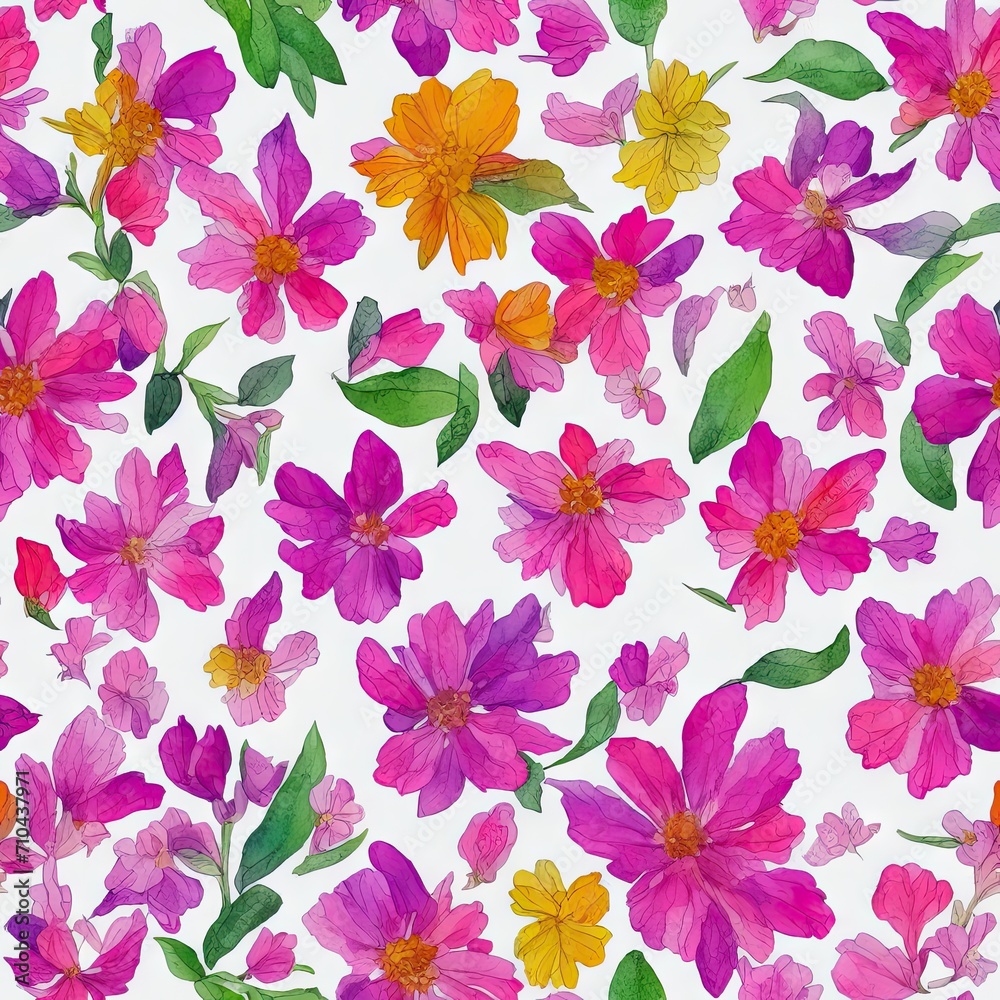 Flowers. Abstract seamless pattern. AI generated. Flowers. Abstract seamless pattern. AI generated.
