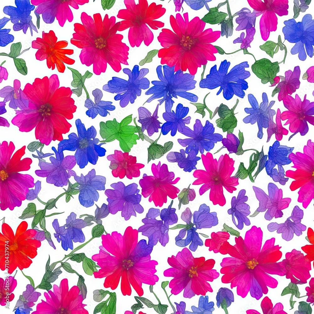 Flowers. Abstract seamless pattern. AI generated. Flowers. Abstract seamless pattern. AI generated.
