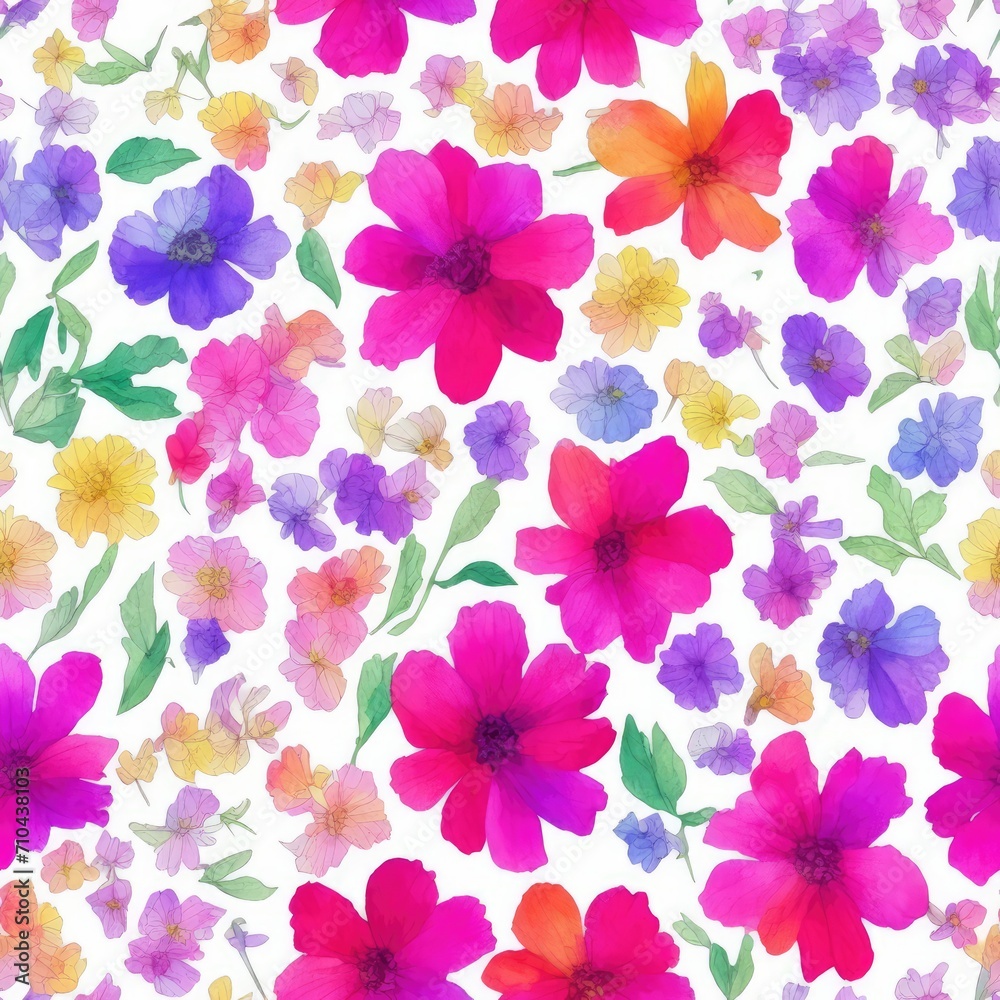 Flowers. Abstract seamless pattern. AI generated.
