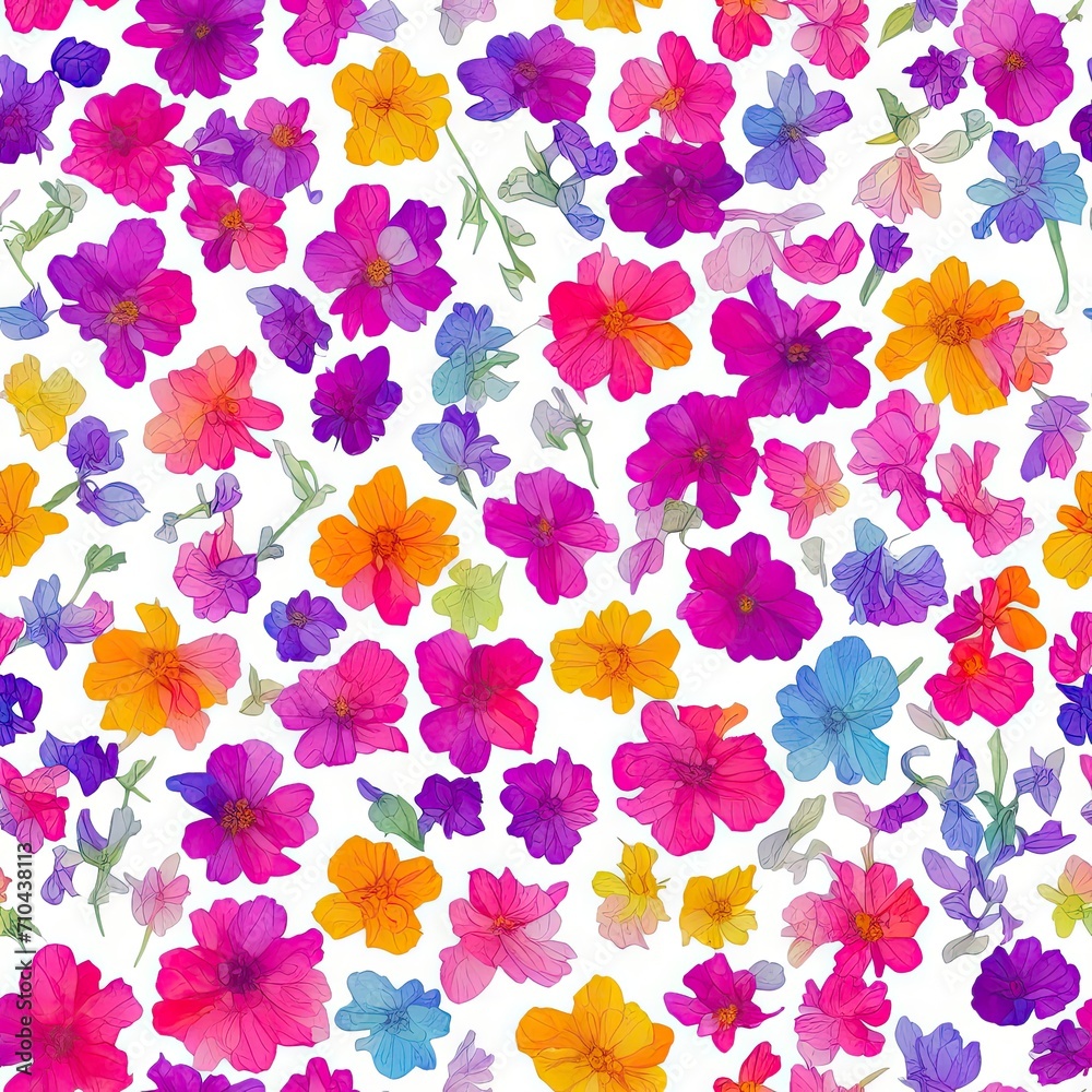 Flowers. Abstract seamless pattern. AI generated. Flowers. Abstract seamless pattern. AI generated.