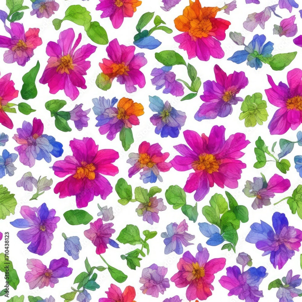 Flowers. Abstract seamless pattern. AI generated. Flowers. Abstract seamless pattern. AI generated.
