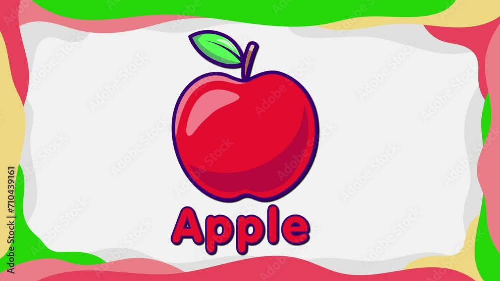 2d apple video animation, apple child animation, apple education video, apple cartoon video, illustration of an apple