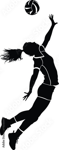 Silhouette volleyball player full body black color only