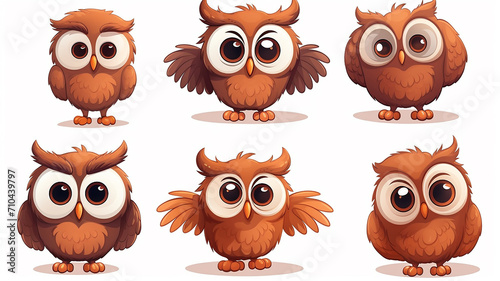 Wallpaper Mural collection of cute cartoon owls on a white background set Torontodigital.ca