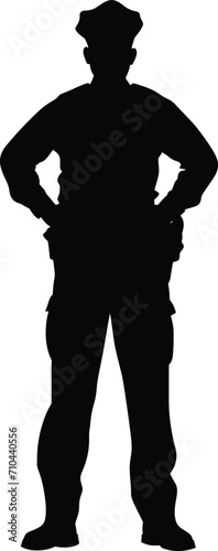 Silhouette police man or police officers full body black color only