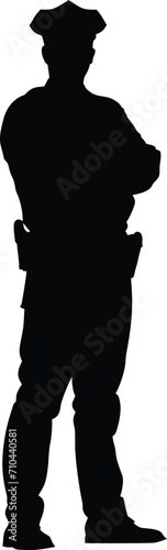 Silhouette police man or police officers full body black color only