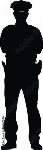 Silhouette police man or police officers full body black color only