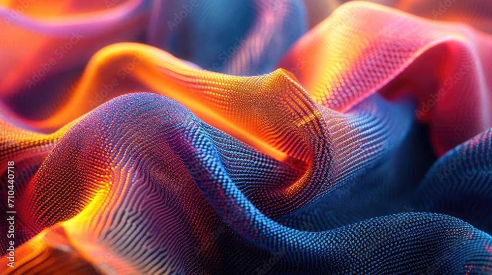 Macro Photography of Futuristic Tech-Wear Fabrics, highlighting intricate textures and patterns