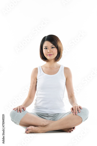 Beautiful Chinese woman doing exercise