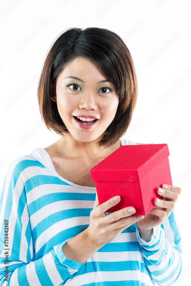 Chinese girl holding a present Chinese girl holding a present