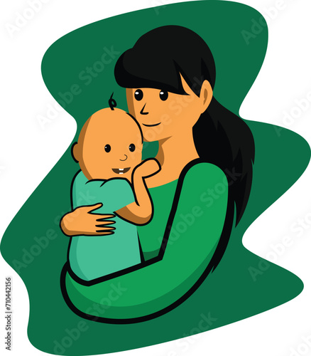 illustration of holding a baby, graphic design to commemorate world mother language day, vector eps 10.