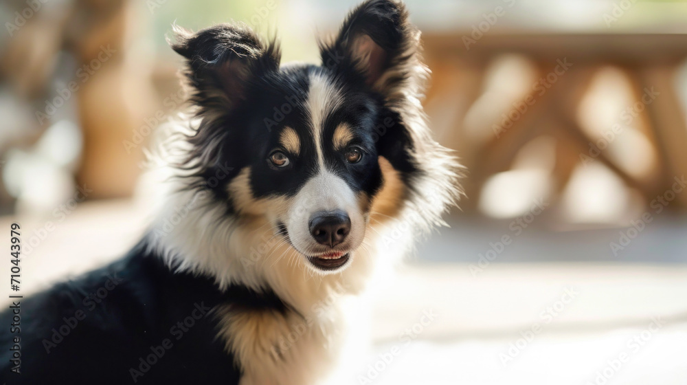 Attentive border collie in natural light. AI generated.