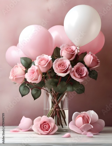 Wallpaper Mural Valentine Day - bouquet of roses in a vase Torontodigital.ca