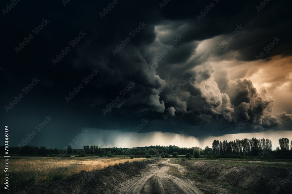 Atmospheric Drama: Majestic Storm Clouds Gathering in a Spellbinding Display of Nature's Power. Perfect for Adding Depth to Your Creative Projects and Conveying the Intensity of Weather Phenomena.