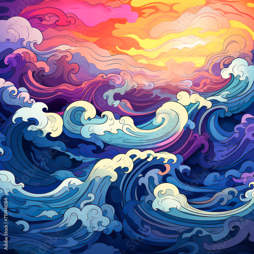 Abstract colorful illustration background with waves