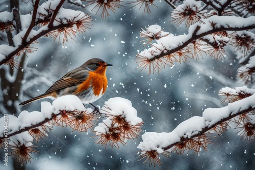 Create a short story about a character who befriends a winter robin, forging a heartwarming connection amidst the quiet beauty of snowy branches. © Muhammad