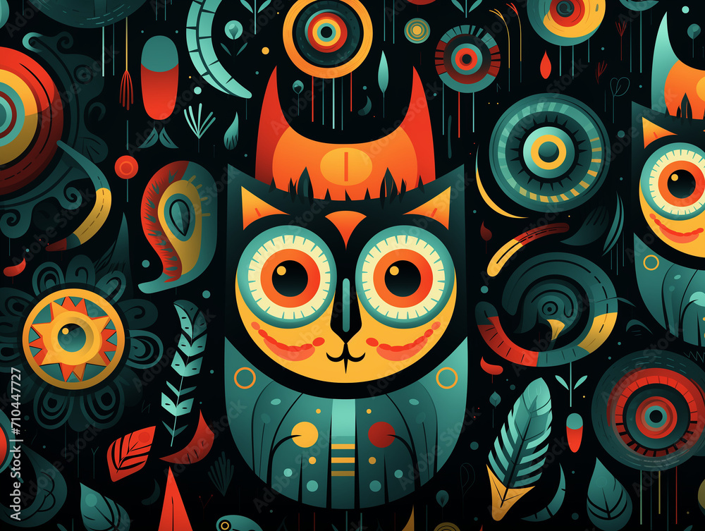 Naklejka premium Colorful Totem illustration