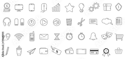 Set of Icons, Vector Illustration, Marketing, Business, Communication, Management, Line art, Isolated, Concept, Outline, Icons Collection, Flat, 10 EPS