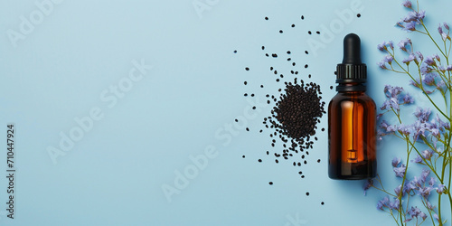 Black cumin oil and seeds photo