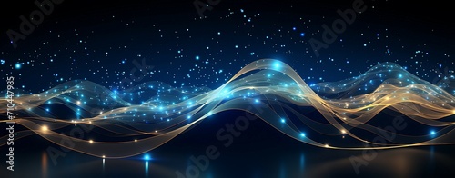 Abstract background of glowing blue mesh or interwoven lines on a dark background