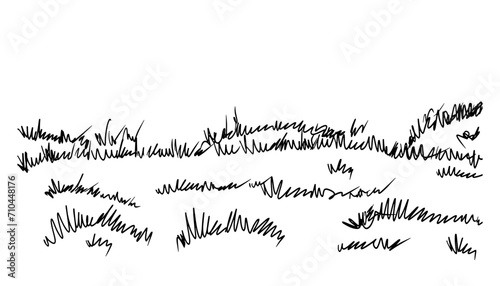 Dense thickets of meadow grass Outline sketch. Vector. photo