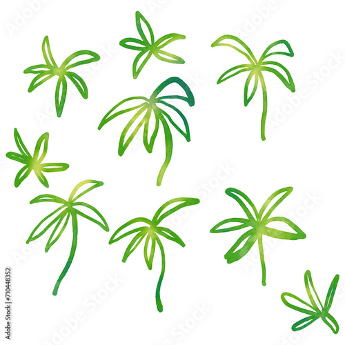 Abstract tree watercolor vector illustration, Minimal style tree painting hand drawn, Side view, set of graphics trees elements drawing for architecture and landscape design.