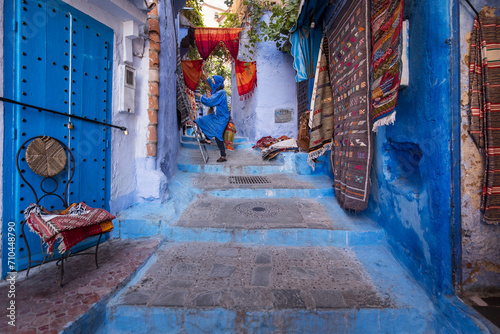 Beautiful and colorful architecture and street of Chefchaouen, Morocco © danmir12