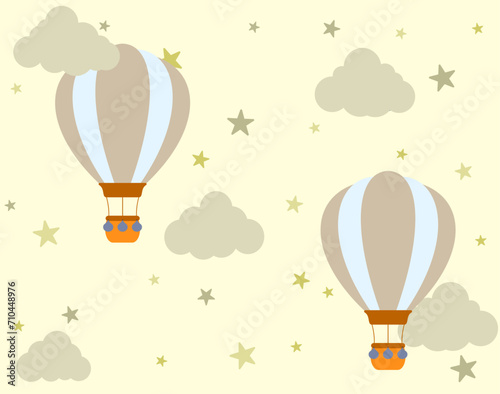 hot air balloon cute theme illustration design. suitable for cloth motifs, pillows, blankets, and wallpaper for children's rooms etc.