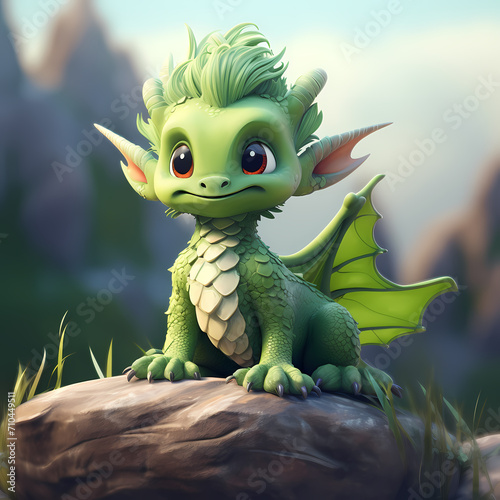 Cute green dragon © Evgeny
