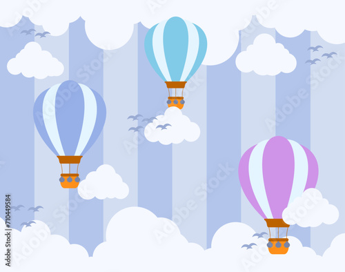 hot air balloon cute theme illustration design. suitable for cloth motifs, pillows, blankets, and wallpaper for children's rooms etc.