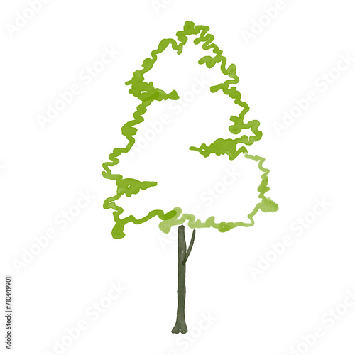 Abstract tree watercolor vector illustration, Minimal style tree painting hand drawn, Side view, set of graphics trees elements drawing for architecture and landscape design.